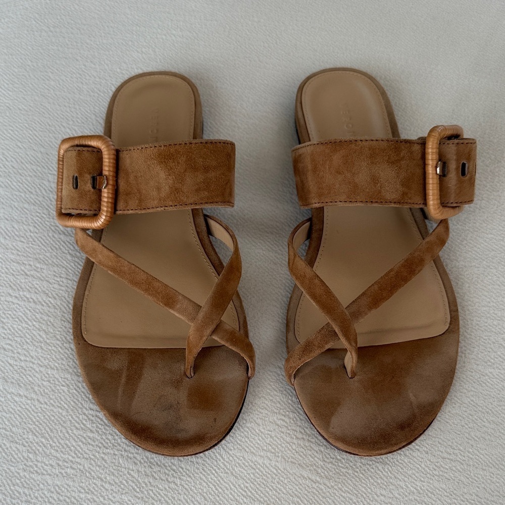 Veronica Beard Salva Raffia Buckle Suede flats - Picture 4 of 7